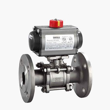 气动三片式法兰球阀