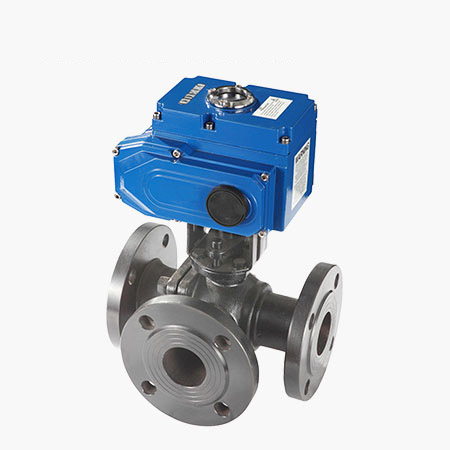 电动三通法兰球阀
