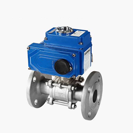 电动三片式法兰球阀